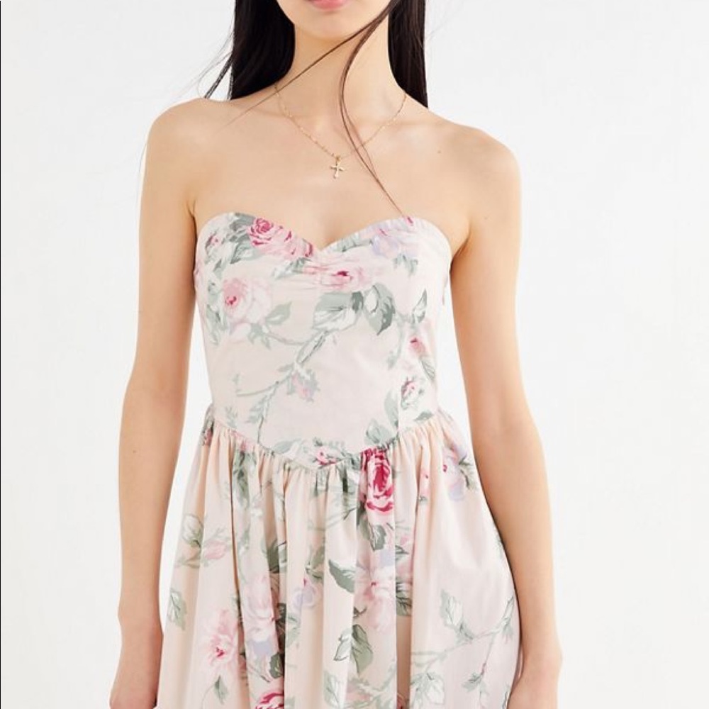 Urban Outfitters Pink Floral Tube Dress